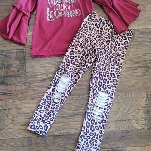 Pink Leopard Print Kids Leggings